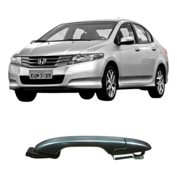 Maçaneta Traseira Esquerda Honda City 2011 1.5 Original Prateado Traseira