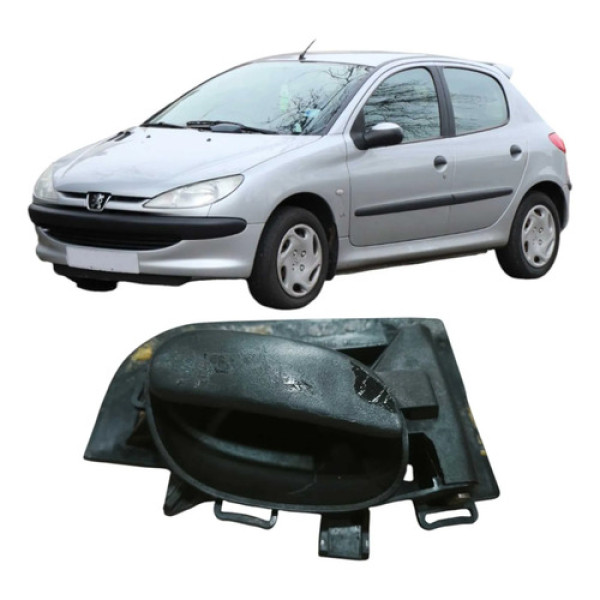 Maçaneta Dianteira Esquerda Peugeot 206 2002 9623698477 Preto Dianteira