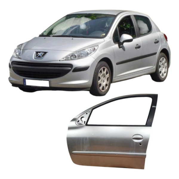 Porta Dianteira Esquerda Peugeot 207 1.4 Original 2009  Dianteira Esquerdo Prateado