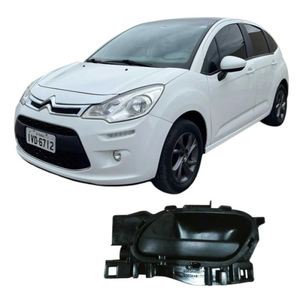 Maçaneta Interna Dianteira Esquerda C3 2014 9683446177 Preto Dianteira