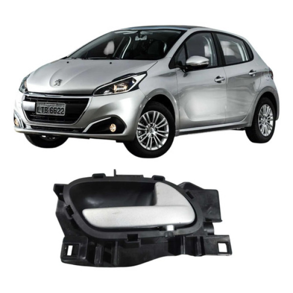 Maçaneta Interna Dianteira Direita Peugeot 208 2017 96802455 Preto Dianteira