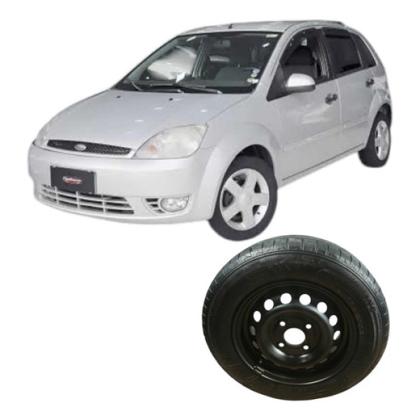 Pneu Roda Aro 13 4 Furos Ford Fiesta 2005 1.0 Original Preto
