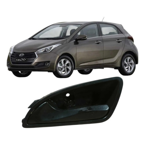 Maçaneta Dianteira Esquerda Hyundai Hb20 2016 Original Preto Dianteira