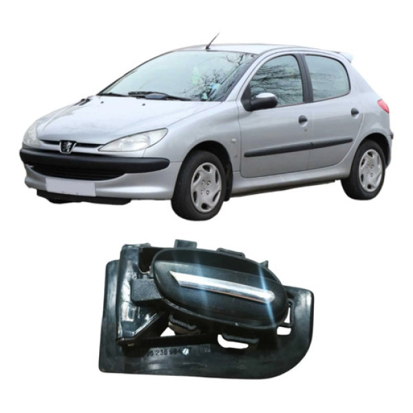 Maçaneta Porta Dianteira Direita Peugeot 206 2005 Original Preto Dianteira