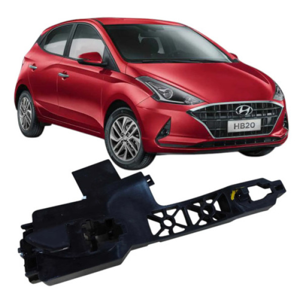 Suporte Maçaneta Externa Traseiro Direita Hyundai Hb20 2021 Preto Traseira