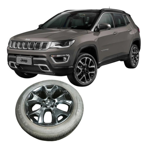 Pneu Roda Liga Aro 18 5furos Jeep Compass 2020 2.0 Original Cinza