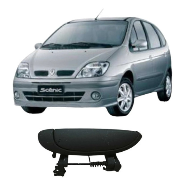 Maçaneta Traseira Esquerda Renault Scenic 2005 7700433075 Preto Traseira