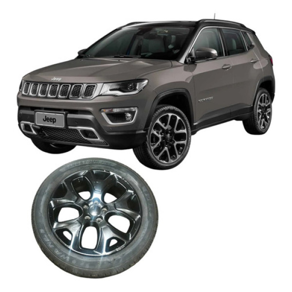 Pneu Roda Liga Aro 18 5furos Jeep Compass 2020 2.0 Original Cinza