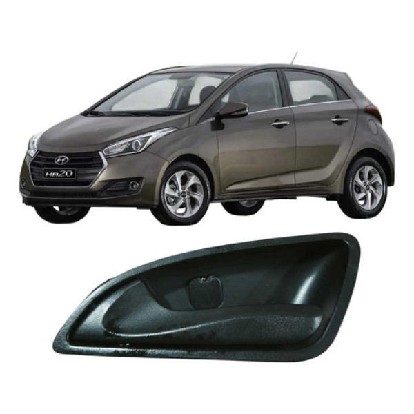 Maçaneta Dianteira Esquerda Hyundai Hb20 2016 Original Preto Dianteira