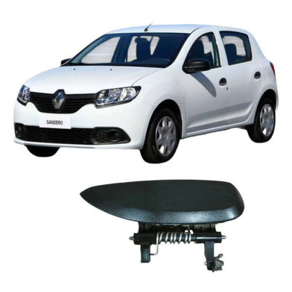 Macaneta Externa Direita Renault Sandero 2014 Orig Preto