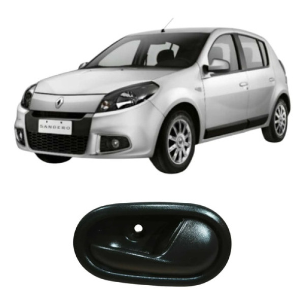 Maçaneta Interna Dianteira Direita Renault Sandero 2014 Preto Dianteira