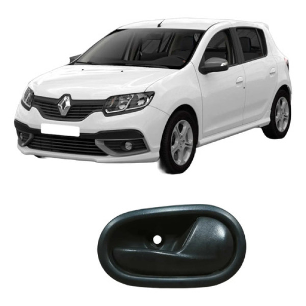 Maçaneta Dianteira Direita Renault Sandero 2017 1.0 Original Preto Dianteira