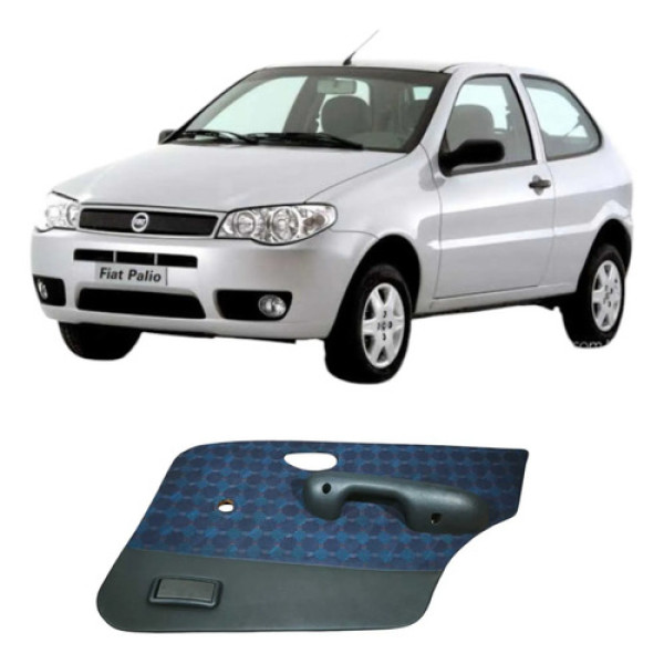 Forro Porta Traseira Direita Fiat Palio 2004 1.0 Original Azul Com Detalhes Em Preto