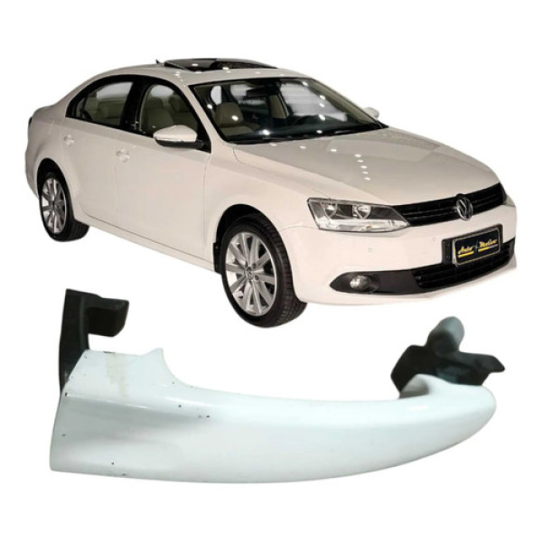 Maçaneta Porta Dianteira Esquerda Vw Jetta 2013 2.0 Original Branco Dianteira