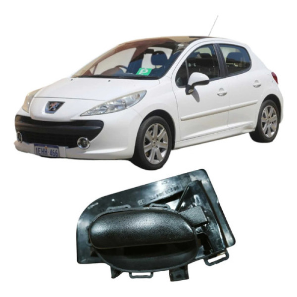 Maçaneta Dianteira Esquerda Peugeot 207 2009 1.4 9623698477 Preto Dianteira