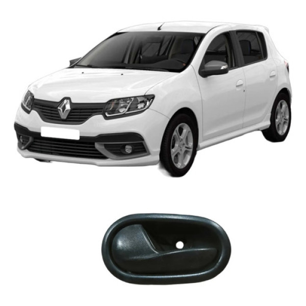 Maçaneta Dianteira Esquerda Renault Sandero 2017 Original Preto Dianteira
