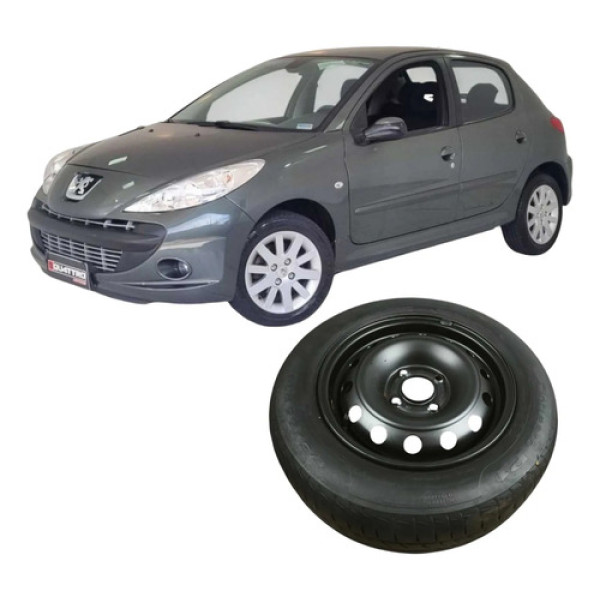 Pneu Roda Aro 14 4 Furos Peugeot 207 2009 1.4 Original Cinza