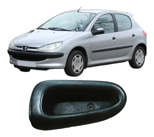 Puxador Porta Traseira Esquerda Peugeot 206 2002 9631696877 Preto Traseira