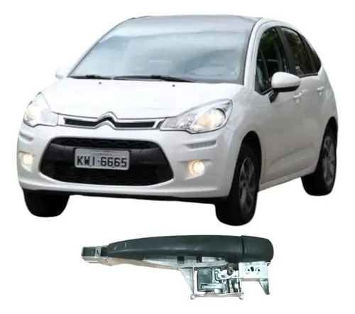 Maçaneta Externa Traseira Direita Citroen C3 2015 9670931980 Prateado Traseira