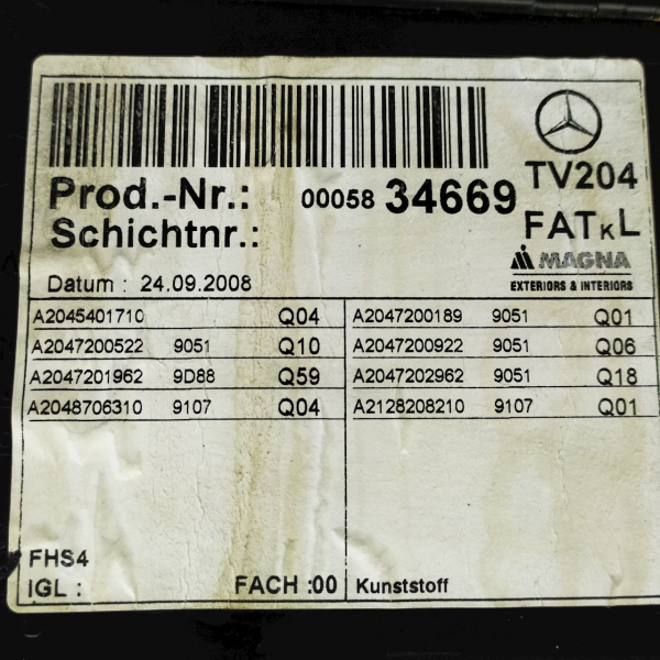 FORRO PORTA DIANTEIRA ESQUERDA  MERCEDES-BENZ C 200K 1.8 2009 195401
