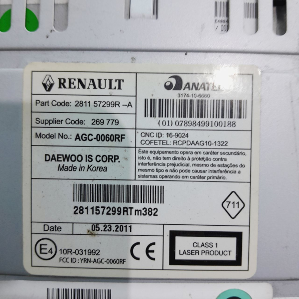 SOM RÁDIO CD ORIGINAL  RENAULT SANDERO 1.6 2012 202604