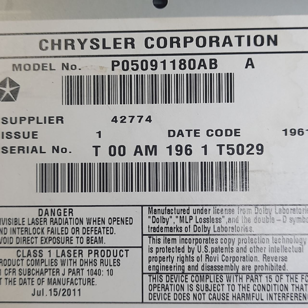 CENTRAL MULTIMÍDIA ORIGINAL  JEEP GRAND CHEROKEE 3.6 2012 209993
