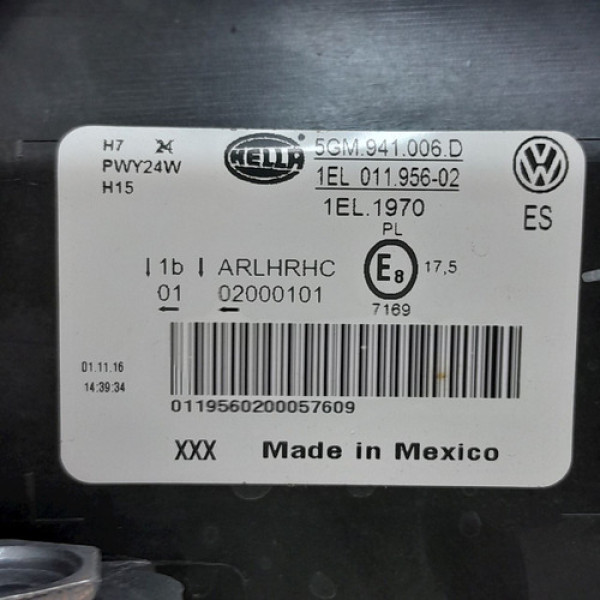 Farol Direito Vw Golf Gti 2017    189685 Direito/passageiro
