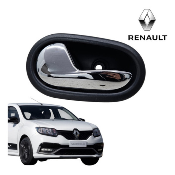 Maçaneta Interna Esquerda Renault Sandero Logan 2015 A 2020 Preto Dianteira