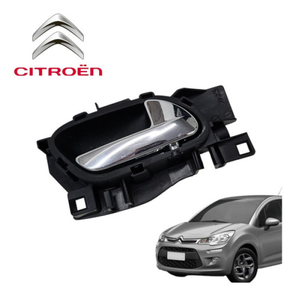 Maçaneta Interna Dianteira Direita Citroen C3 2012 A 2016 Cromado Dianteira