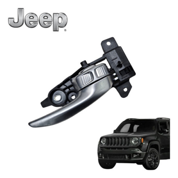 Maçaneta Interna Traseira Esquerda Jeep Renegade Flex 2020 Prata Traseira