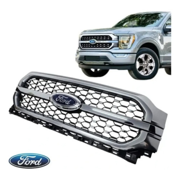 Grade Parachoque Dianteiro Ford F150 Platinum 2023 A 2025 Preto Brilhante