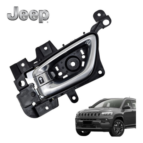 Maçaneta Interna Dianteira Esquerda Jeep Compass T350 2022 Cromado Dianteira