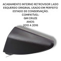 Acabamento Interno Retrovisor Esquerdo Gm Cruze 2012 2016 Preto