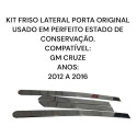 Frisos Laterais Completo Porta Chevrolet Cruze 2012 2016 Prateado