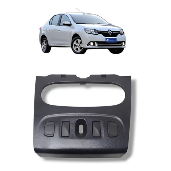 Moldura Painel Central Renault Logan 2014 A 2019 Preto