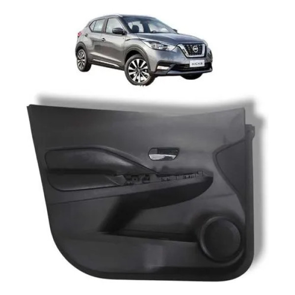 Forro Porta Dianteira Esquerda Nissan Kicks 2017 2023 Preto