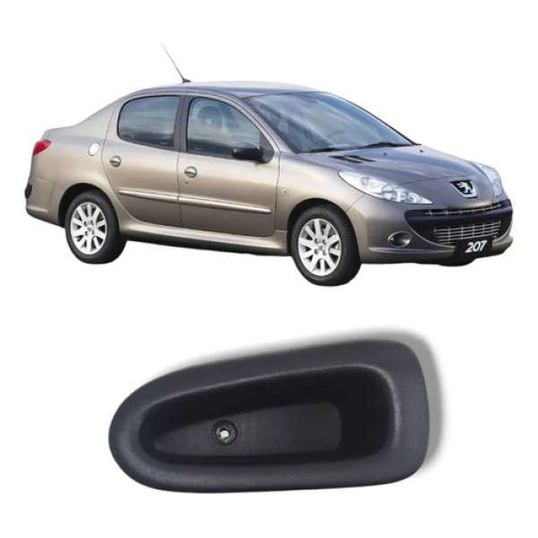 Puxador Porta Traseira Esquerda Peugeot 207 2009 2014 Origin Preto