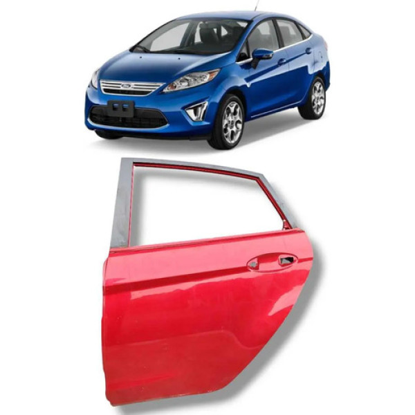 Porta Traseira Esquerda Fiesta Sedan 2011 2019 Traseira Esquerda Vermelho