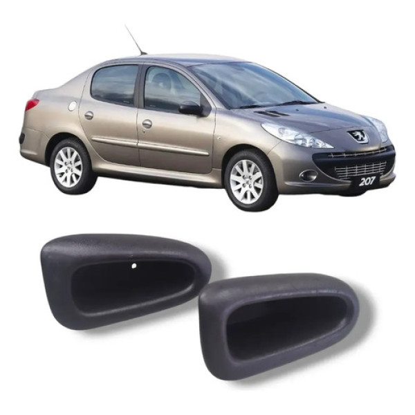 Par Puxadores Portas Direitas Peugeot 207 2009 2014 Original Preto