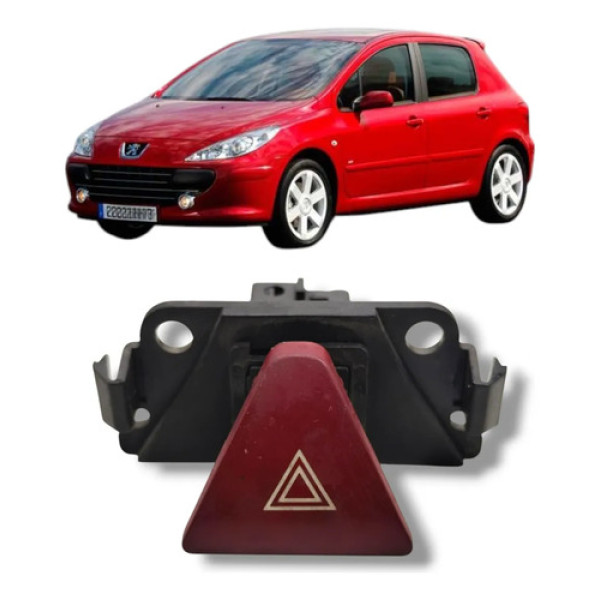 Botão Alerta Peugeot 307 2007 2014 Original Preto