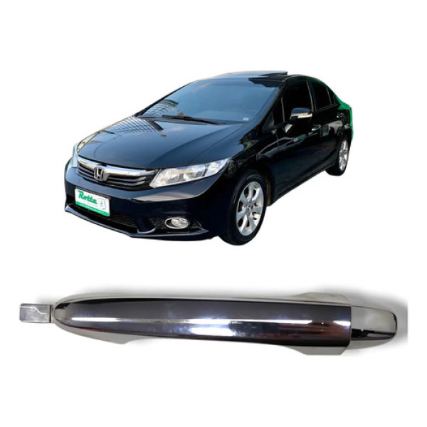 Maçaneta Porta Traseiro Direito Honda Civic 2012 2016 Origin Preto Traseira