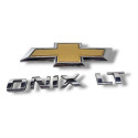 Kit Emblemas Chevrolet Onix 2020 2024 Original Prateado