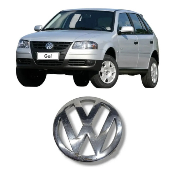 Emblema Dianteiro Volkswagen Gol G4 2004 2009 Original Prateado