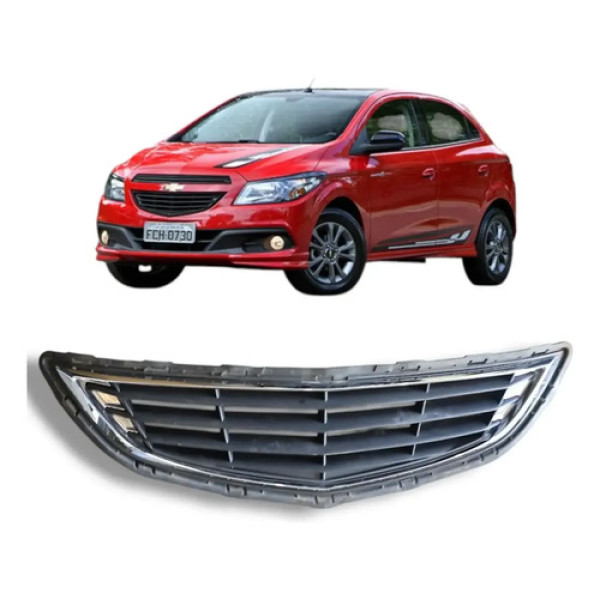 Grade Infr Onix Prisma 2013 A 2016 Lt Ltz C/ Friso Cromado Preto