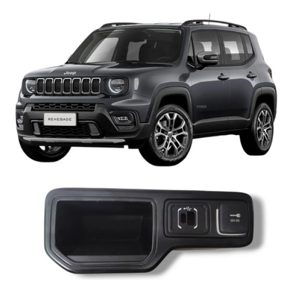 Porta Objetos Tomada 12v Jeep Renegade 2016 2024 Original Preto