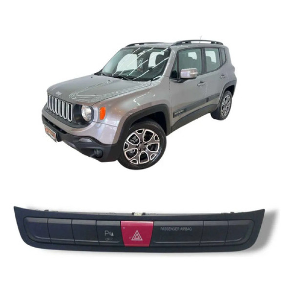 Botão Central Pisca Alerta Jeep Renegade 2016 A 2021 Preto