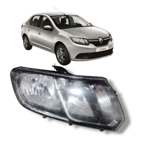 Farol Direito Sandero 15/20 Logan 2014 A 2020 Friso Cromado Direito/passageiro