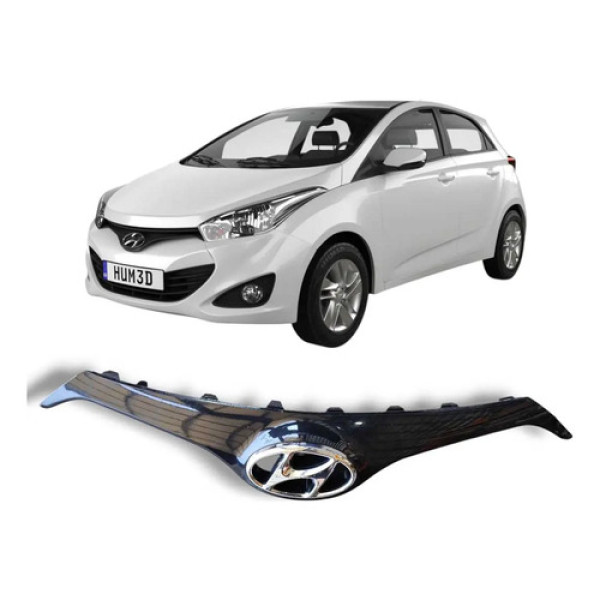 Grade Dianteira Logo Hyundai Hb20 Hb20s 2013 A 2019 Original Preto Brilhante