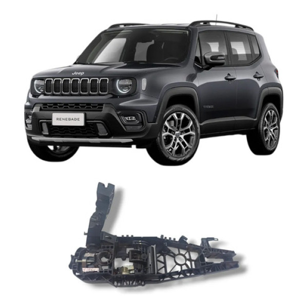 Suporte Maçaneta Dianteira Direita Jeep Renegade 2019 2024 Preto Dianteira