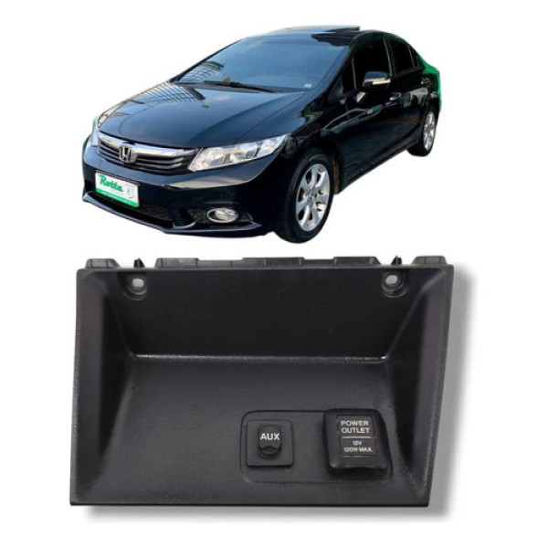 Moldura Tomada 12v Auxiliar Honda Civic 2012 2016 Original Preto